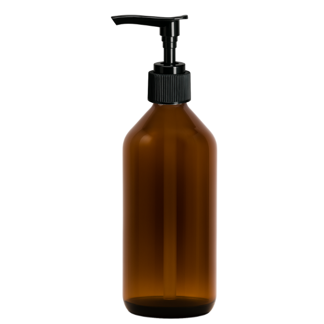 Frasco em vidro ambar com válvula PUMP - 200 ml