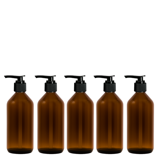 Frasco em vidro ambar com válvula PUMP - 200 ml