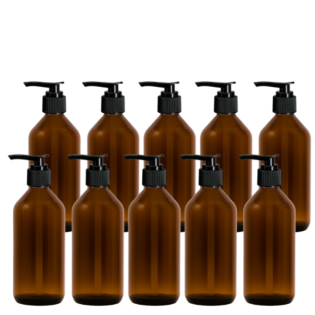 Frasco em vidro ambar com válvula PUMP - 200 ml