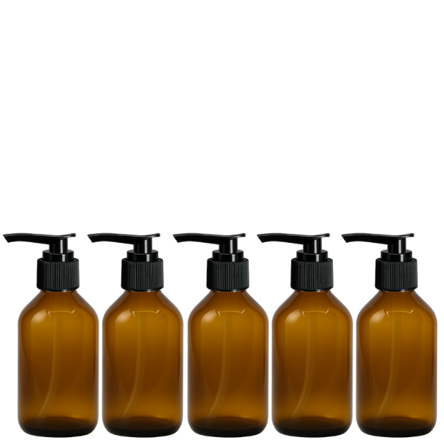 Frasco em vidro ambar com válvula PUMP - 150 ml (kit ou unidade)