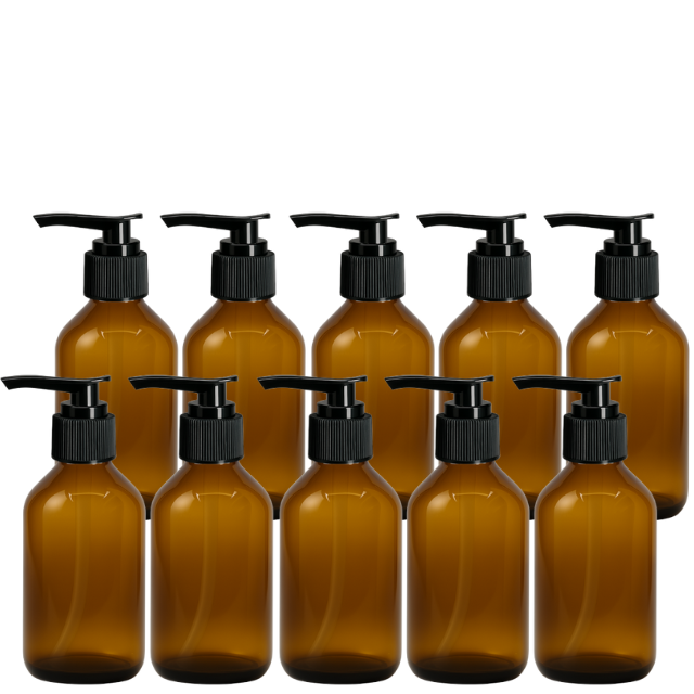 Frasco em vidro ambar com válvula PUMP - 150 ml (kit ou unidade)