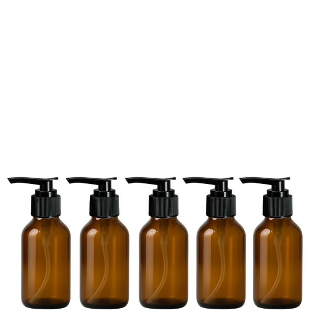 Frasco em vidro ambar com válvula PUMP - 100 ml (kit ou unidade)