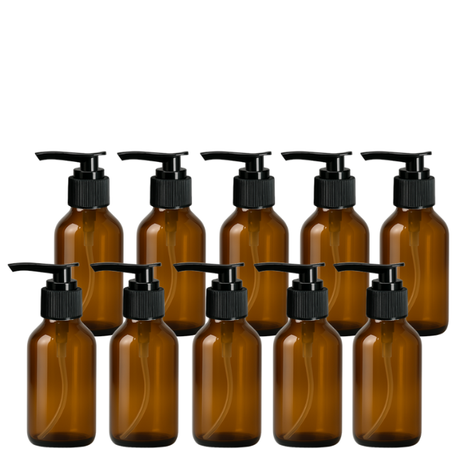 Frasco em vidro ambar com válvula PUMP - 100 ml (kit ou unidade)