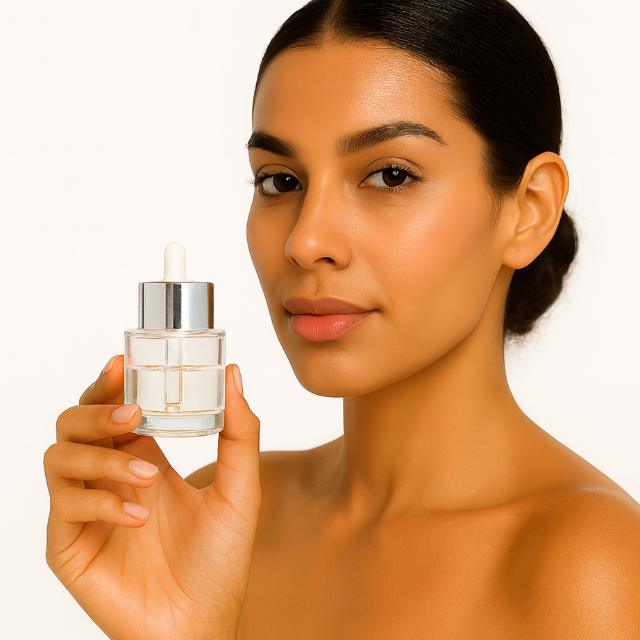 Frasco Visage com conta-gotas prateado e bulbo branco - 30 ml (unitário ou kit)
