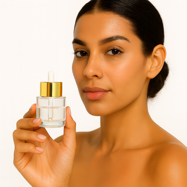 Frasco Visage com conta-gotas dourado e bulbo branco - 30 ml (unitário ou kit)