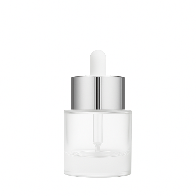 Frasco Visage com conta-gotas prateado e bulbo branco - 30 ml (unitário ou kit)