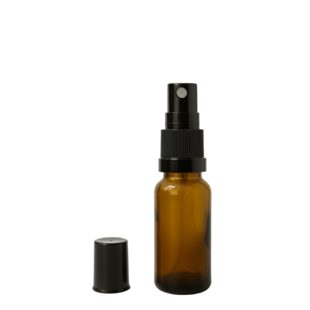 Frasco em vidro âmbar com válvula spray - 20 ml (unidade ou kit)