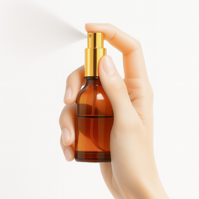 Frasco âmbar com válvula spray dourada - 30 ml (unidade ou kit)