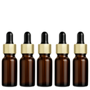 Frasco âmbar com conta-gotas dourado e bulbo preto R18 - 10 ml (unitário ou kit)