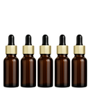 Frasco âmbar com conta-gotas dourado e bulbo preto R18 - 20 ml (unitário ou kit)