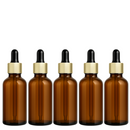 Frasco âmbar com conta-gotas dourado e bulbo preto R18 - 50 ml (unitário ou kit)