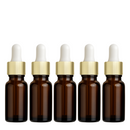 Frasco âmbar com conta-gotas dourado e bulbo branco - 10 ml (unitário ou kit)