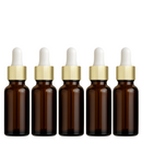 Frasco âmbar com conta-gotas dourado e bulbo branco - 20 ml (unitário ou kit)