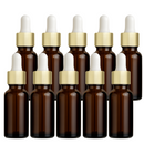 Frasco âmbar com conta-gotas dourado e bulbo branco - 20 ml (unitário ou kit)