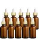 Frasco âmbar com conta-gotas dourado e bulbo branco - 30 ml (unitário ou kit)