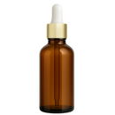 Frasco âmbar com conta-gotas dourado e bulbo branco R18 - 50 ml (unitário ou kit)