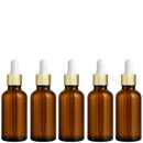 Frasco âmbar com conta-gotas dourado e bulbo branco R18 - 50 ml (unitário ou kit)