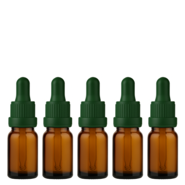 Frasco âmbar com conta-gotas PREMIUM R18 - 10 ml (unitário ou kit) - Preto / Branco / Verde