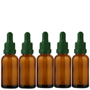 Frasco âmbar com conta-gotas PREMIUM GRADUADO R18 - 30 ml (unitário ou kit) - Preto / Branco / Verde