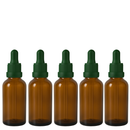 Frasco âmbar com conta-gotas PREMIUM R18 - 50 ml (unitário ou kit) Preto / Branco / Verde