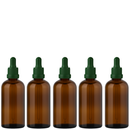 Frasco âmbar com conta-gotas PREMIUM R18 - 100 ml (unitário ou kit) Preto / Branco / Verde