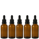 Frasco âmbar com conta-gotas PREMIUM R18 - 50 ml (unitário ou kit) Preto / Branco / Verde