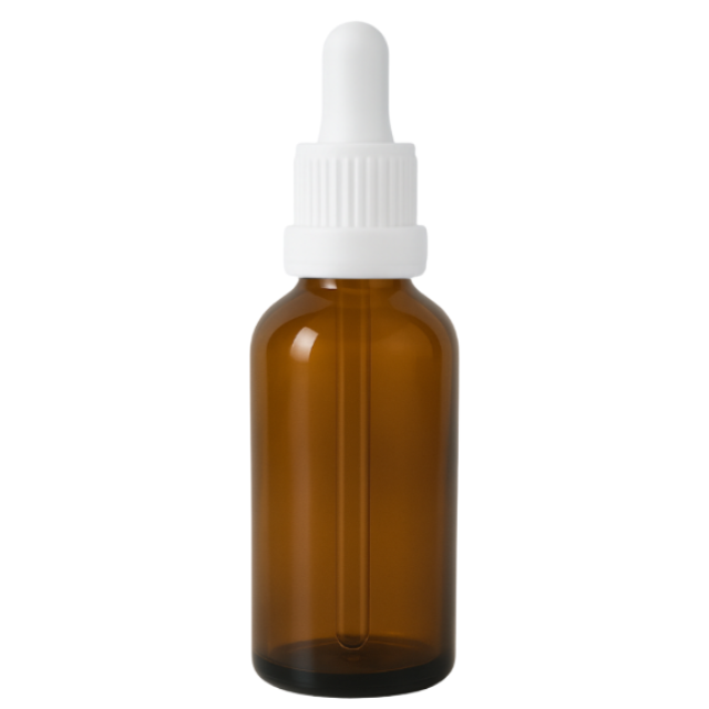 Frasco âmbar com conta-gotas PREMIUM R18 - 50 ml (unitário ou kit) Preto / Branco / Verde