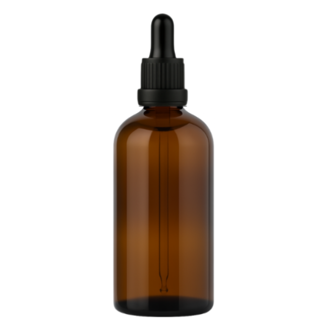 Frasco âmbar com conta-gotas PREMIUM R18 - 100 ml (unitário ou kit) Preto / Branco / Verde
