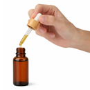 Frasco âmbar conta-gotas tampa madeira bulbo branco R18 - 20 ml (Unidade ou kit)