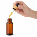 Frasco âmbar conta-gotas tampa madeira bulbo preto R18 - 20 ml (Unidade ou kit)