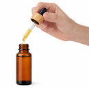 Frasco âmbar conta-gotas tampa madeira bulbo preto R18 - 30 ml (Unidade ou kit)