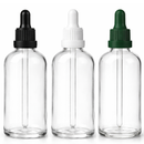 Frasco transparente com conta-gotas PREMIUM R18 - 100 ml (unitário ou kit) Preto / Branco / Verde