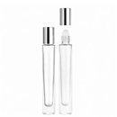 Frasco 10 ml rollon luxo cristal tampa prateada — ideal para aromaterapia, óleos terapêuticos e cosmética