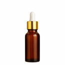 Frasco âmbar com conta-gotas dourado e bulbo branco R18 - 15 ml — ideal para aromaterapia, óleos terapêuticos e cosmética