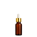 Frasco âmbar com conta-gotas dourado e bulbo branco - 10 ml — ideal para aromaterapia, óleos terapêuticos e cosmética