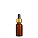 Frasco âmbar com conta-gotas dourado e bulbo preto R18 - 10 ml — ideal para aromaterapia, óleos terapêuticos e cosmética