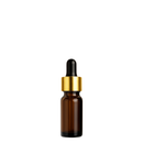 Frasco âmbar com conta-gotas dourado e bulbo preto - 5 ml — ideal para aromaterapia, óleos terapêuticos e cosmética