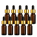 Frasco âmbar com conta-gotas dourado e bulbo preto - 5 ml — embalagem profissional para aromaterapia