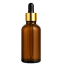 Frasco âmbar com conta-gotas dourado e bulbo preto R18 - 50 ml — ideal para aromaterapia, óleos terapêuticos e cosmética