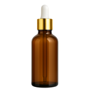 Frasco âmbar com conta-gotas dourado e bulbo branco R18 - 50 ml — ideal para aromaterapia, óleos terapêuticos e cosmética