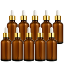 Frasco âmbar com conta-gotas dourado e bulbo branco R18 - 50 ml — embalagem profissional para aromaterapia