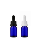 Frasco azul com conta-gotas premium R18 - 10 ml - Preto / Branco — ideal para aromaterapia, óleos terapêuticos e cosmética