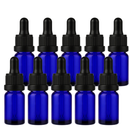 Frasco azul com conta-gotas premium R18 - 10 ml - Preto / Branco — ideal para aromaterapia, óleos terapêuticos e cosmética