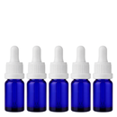 Frasco azul com conta-gotas premium R18 - 10 ml - Preto / Branco — embalagem profissional para aromaterapia