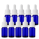 Frasco azul com conta-gotas premium R18 - 10 ml - Preto / Branco em detalhe