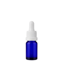 Frasco azul com conta-gotas premium R18 - 10 ml - Preto / Branco para óleos essenciais, sinergias e fórmulas cosméticas