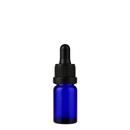 Frasco azul com conta-gotas premium R18 - 10 ml - Preto / Branco — envase para óleos essenciais e cosméticos naturais