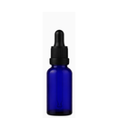 Frasco azul com conta-gotas premium R18 - 30 ml - Preto / Branco para óleos essenciais, sinergias e fórmulas cosméticas