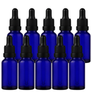 Frasco azul com conta-gotas premium R18 - 30 ml - Preto / Branco em detalhe