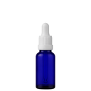 Frasco azul com conta-gotas premium R18 - 30 ml - Preto / Branco — envase para óleos essenciais e cosméticos naturais